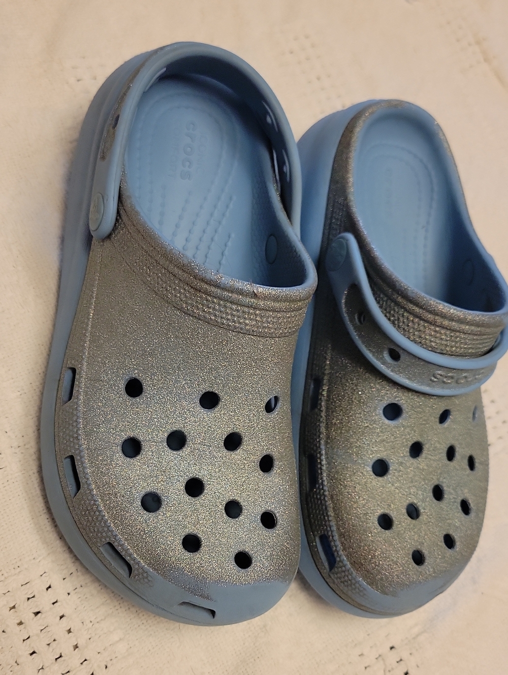 CROCS Kids' Or Ladies Sparkle Clog in Light Blue